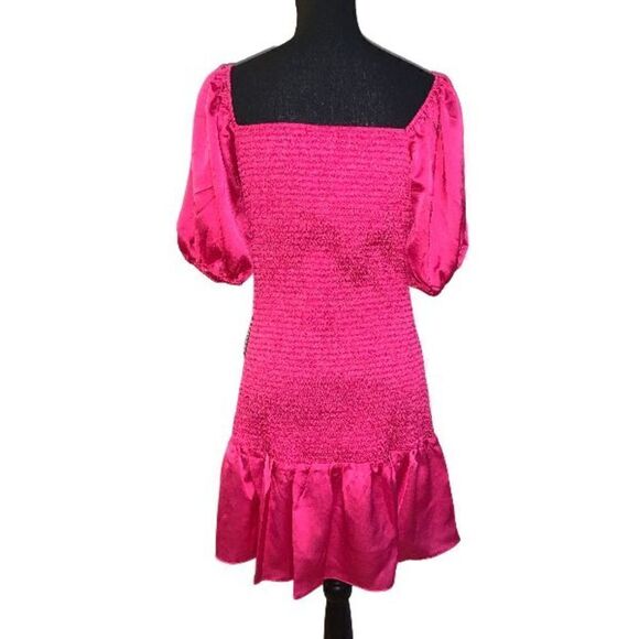 NSR Iris Hammered Satin Smocked Mini Dress - Picture 6 of 9